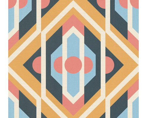 Vliestapete 39531-4 Retro Chic Ornament blau Abstraktes geometrisches Muster für Dekorationszwecke