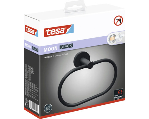 Tesa Moon Handtuchring Schwarz in Verpackung
