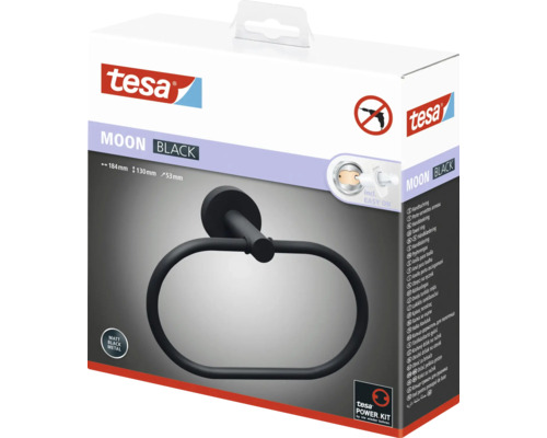 Tesa Moon Handtuchring Schwarz in Verpackung