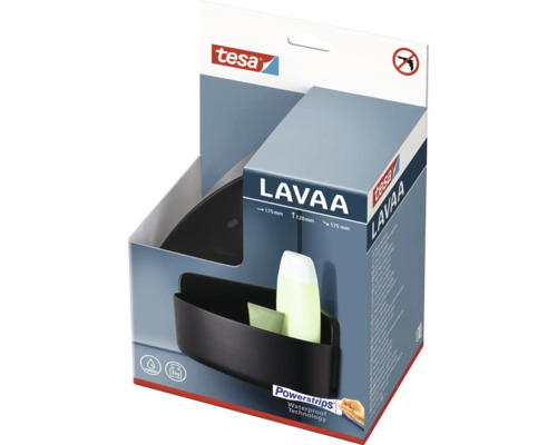 Tesa Lavaa Eckregal mit Powerstrips Befestigung im Verpackungskarton