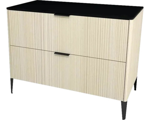 Waschtischunterschrank mit 2 Schubladen Devo Lotos BxHxT 100 x 76 cm x 53 cm Frontfarbe structure avola cremeweiß