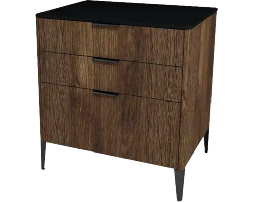 Waschtischunterschrank mit 3 Schubladen Devo Lotos BxHxT 70 x 76 cm x 53 cm Frontfarbe bronze expressive oak