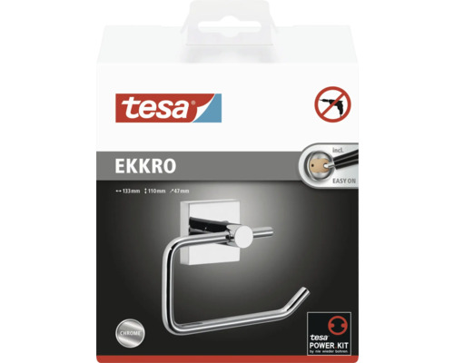 Tesa Eckkro Toilettenpapierhalter Verpackung mit Bohren nicht erforderlich Symbol und Tesa Logo