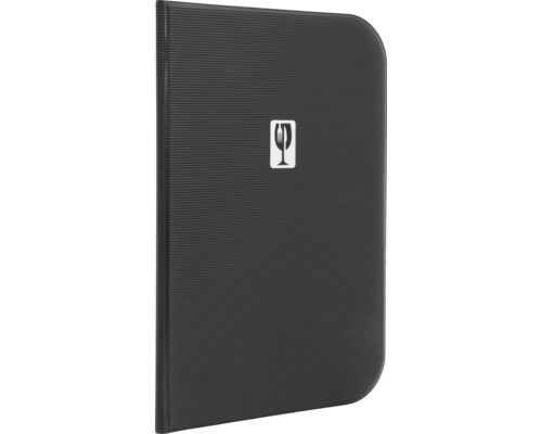 Schwarzer Spülbeckeneinsatz mit Symbol für zerbrechliches Glas