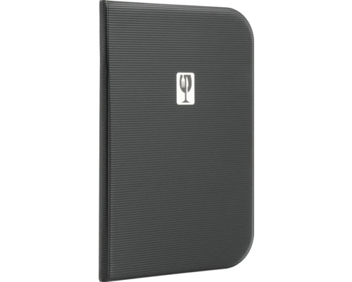 Schwarzer Koffer mit dem Symbol für zerbrechliche Ware