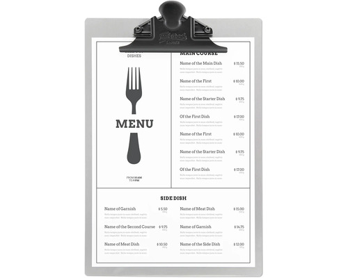 Menü auf Klemmbrett