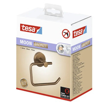 Verpackung einer bronzefarbenen Tesa Moon Toilettenpapierhalterung zur Wandmontage ohne Bohren