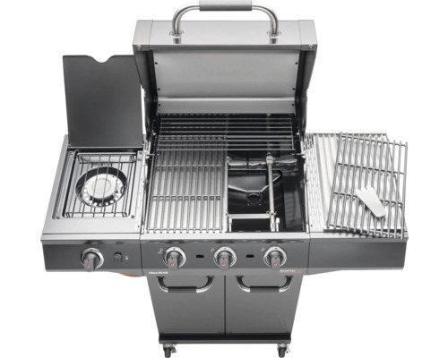 Offener Gasgrill mit Seitenbrenner und Grillrosten