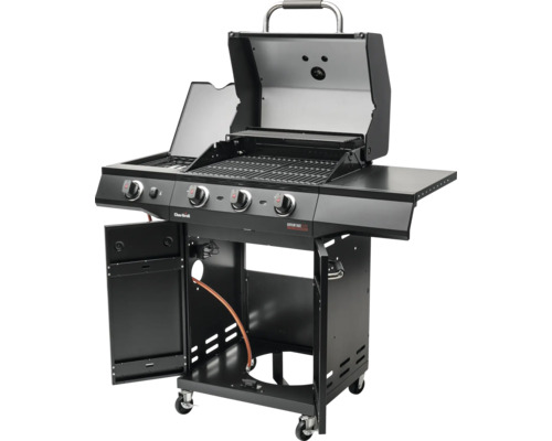 Gasgrill mit drei Brennern, Ablageflächen und Untergestell auf Rollen