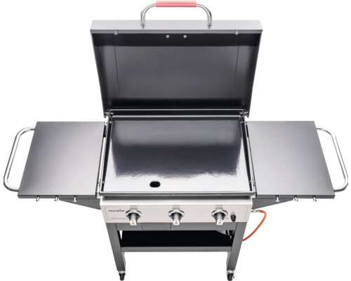 Grillplatte mit zwei Ablageflächen und Abdeckung