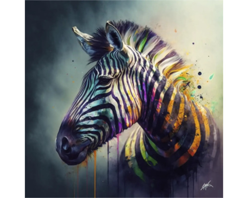 Giclée Leinwandbild Colorfull zebra 145 60x80 cm