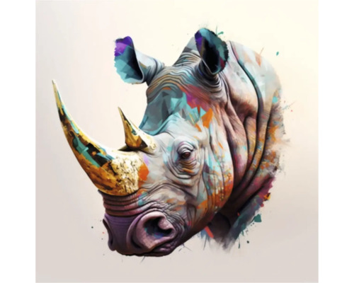 Giclée Leinwandbild Colorfull rhino 141 60x80 cm