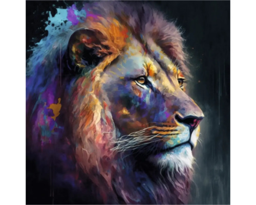 Giclée Leinwandbild Colorfull lion 147 60x80 cm