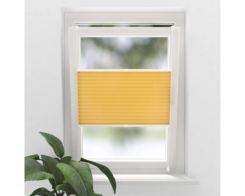 SOLUNA Faltenplissee mit Seitenverspannung ohne Bohren orange 40x130 cm Gelbes Plissee-Rollo am Fenster zur Beschattung
