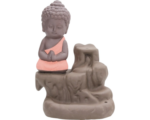 Aquariumdeko AquaParts Tempelfigur feed the Shrimp pink ca. 7 x 5,5 x 11,5 cm Buddha Räuchergefäß mit Wasserfall-Effekt