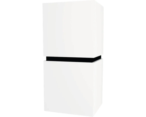 Hängeschrank mit 2 Türen Devo Viva 2.0 links BxHxT 40x84x35 cm premium white matt Kubische weiße Stehleuchte mit schwarzem Akzent