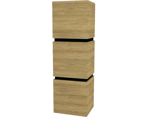 Hängeschrank mit 3 Türen und 2 Schubladen Devo Viva 2.0 links BxHxT 40x127x35 cm natural hickory