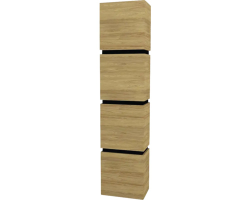 Hängehochschrank mit 4 Türen Devo Viva 2.0 links BxHxT 40x170x26 cm natural hickory Viersäulenelement aus Holz