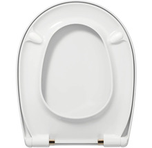 REIKA WC-Sitz MINO weiß Scharniere kupfer gebürstet mit Absenkautomatik und Quick&Clean universell passend