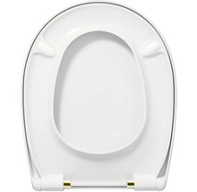 REIKA WC-Sitz MINO weiß Scharniere messing gebürstet mit Absenkautomatik und Quick&Clean universell passend