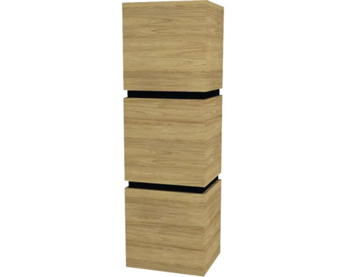 Hängeschrank mit 3 Türen Devo Viva 2.0 links BxHxT 40x127x35 cm natural hickory Dekorative Holzstele mit drei Elementen