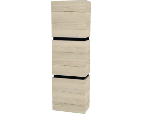 Hängeschrank mit 3 Türen Devo Viva 2.0 links BxHxT 40x127x26 cm oak halifax white Badezimmer Hochschrank mit Holzeffekt und drei Ablagefächern