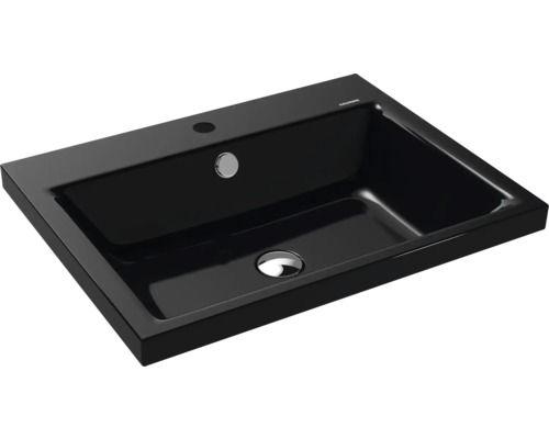 Aufsatzwaschbecken KALDEWEI PURO 60 x 46 cm schwarz glänzend emailliert perleffekt 900406013701