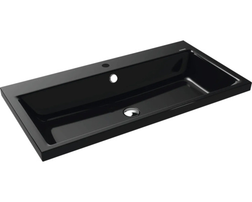 Aufsatzwaschbecken KALDEWEI PURO 90 x 46 cm schwarz glänzend emailliert perleffekt 900506013701