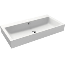 Rechteckiges Waschbecken aus Sanitärkeramik mit Hahnloch