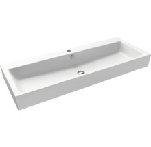 Rechteckiges Aufsatzwaschbecken aus Sanitärkeramik mit Hahnloch und Überlauf