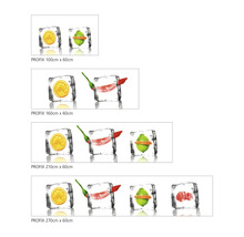 Profix Küchenrückwand mit Zitrusfrüchten und Eiswürfel in verschiedenen Größen