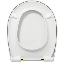 REIKA WC-Sitz MINO weiß Scharniere gold poliert mit Absenkautomatik und Quick&Clean universell passend