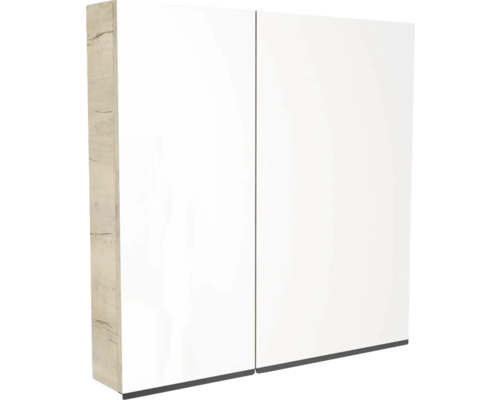 Spiegelschrank Devo Viva 2.0 rechts BxHxT 70x85x15 cm oak halifax white