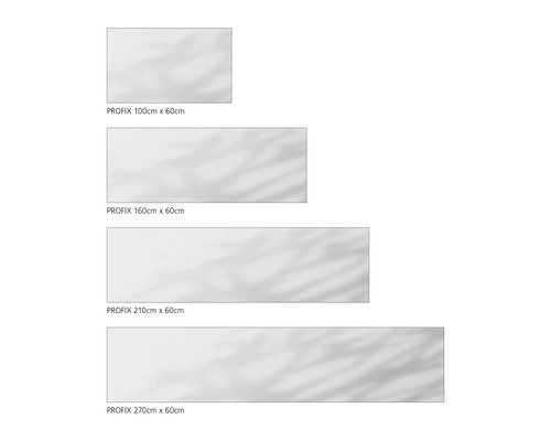 PROFIX Platten in verschiedenen Größen: 100 cm x 60 cm, 160 cm x 60 cm, 210 cm x 60 cm und 270 cm x 60 cm.