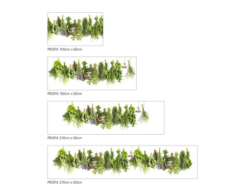 Produktabbildung von PROFIX in verschiedenen Größen mit Kräutern, 100 cm x 60 cm, 160 cm x 60 cm, 210 cm x 60 cm, 270 cm x 60 cm.