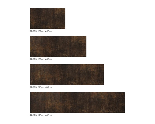 Verschiedene Größen von PROFIX Fliesen, 100 cm x 60 cm, 160 cm x 60 cm, 210 cm x 60 cm, 270 cm x 60 cm