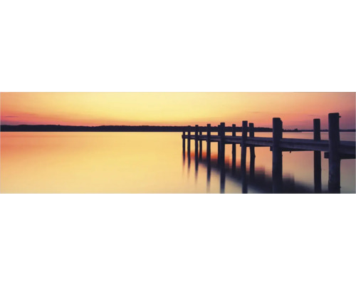 Küchenrückwand mySpotti Profix Seepanorama 210 x 60 cm PX-21060-1902-HB Seebrücke bei Sonnenaufgang