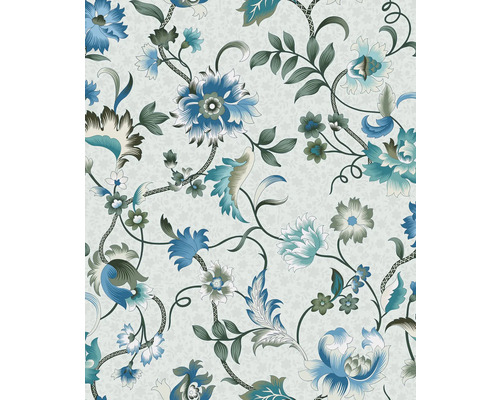 Vliestapete 47647 Heritage Blumen blau grau Blumenmuster-Tapete mit floralem Design