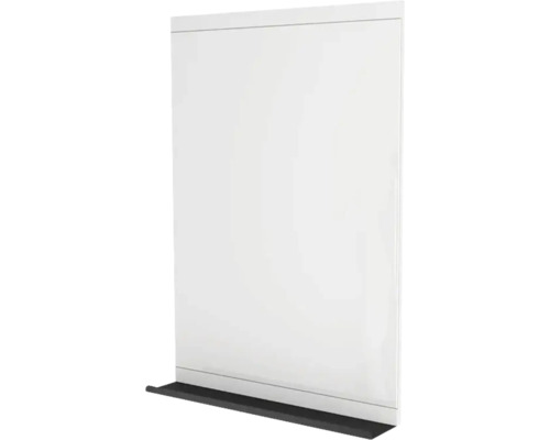 Spiegel mit Ablage Devo Viva 2.0 BxHxS 60x85x12 cm premium white supermatt/black Weiße Duschwand mit schwarzem Bodenprofil