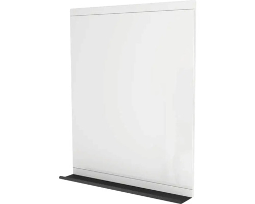 Spiegel mit Ablage Devo Viva 2.0 BxHxS 70x85x12 cm premium white supermatt/black Weisse Badewannenverkleidung mit dunkler Sockelleiste.