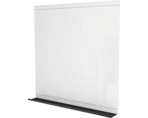 Spiegel mit Ablage Devo Viva 2.0 BxHxS 85x85x12 cm premium white supermatt/black Weiße Duschwand mit schwarzer Bodenbefestigung