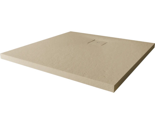 Duschwanne Mineralguss BREUER Modern Line Steinoptik Sandstein 120 x 120 cm Quadratische Duschwanne aus Kunststein