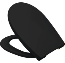REIKA WC-Sitz MINO schwarz matt Scharniere Gold poliert mit Absenkautomatik und Quick&Clean universell passend