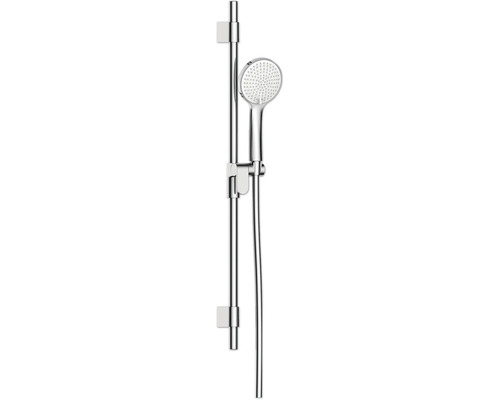 AVITAL Brausegarnitur Jausa rund Vollsilikon chrom/weiß Brausestangenlänge 80 cm Brausestange mit Handbrause und Brauseschlauch