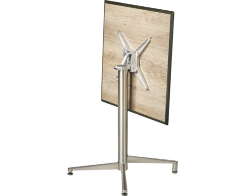 Quadratischer Bistrotisch mit Tischplatte aus Holz und Metallgestell