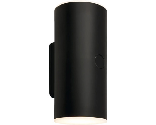LED AKKU Außenwandleuchte up/down 3-step dimmbar 2x 3W 700 lm 3000 K Lima schwarz USB-C Aufladung Schwarze zylindrische Wandleuchte für den Außenbereich.