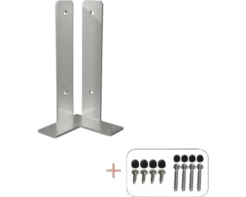Pfostenhalter mit Schrauben und Abdeckkappen