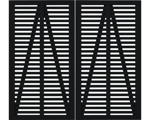 Doppeltor mit horizontalen Lamellen und diagonaler Verstrebung