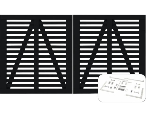 Doppeltor PLUS Harmoni inkl. Beschläge 200 x 107 cm RAL 9005 schwarz Doppeltor aus Holz mit Beschlägen