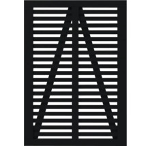 Holzfensterladen mit horizontalen Lamellen und diagonalen Verstrebungen